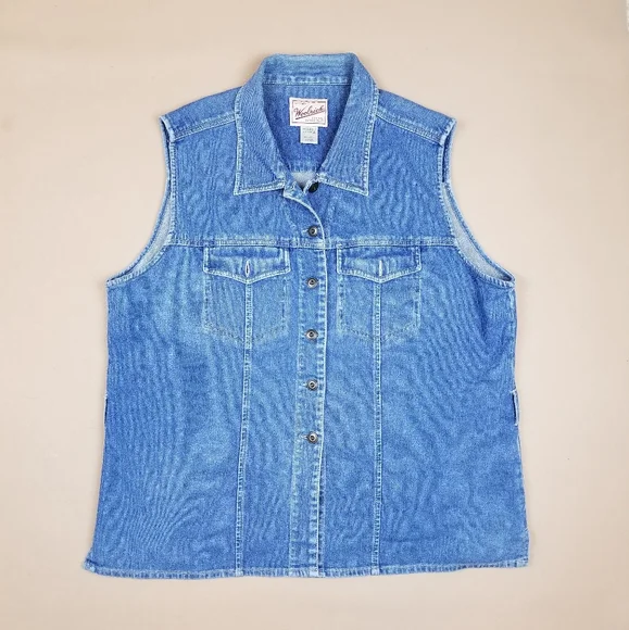 VTG Y2K 00's Woolrich Light Wash Denim Jean's Vest - Picture 1 of 6